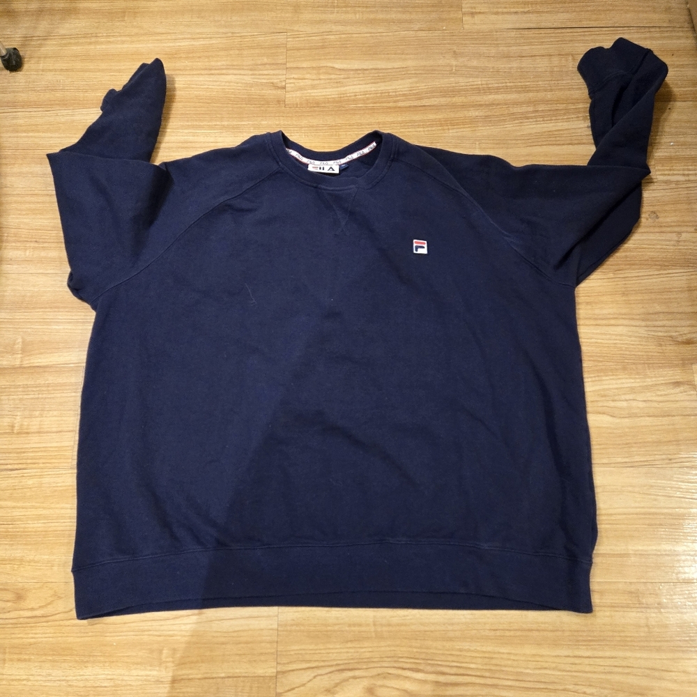 FILA Sweatshirt Men's 4X Crewneck Cotton Navy Blue Shirt